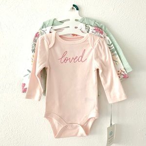 Cloud Island ☁️ NWT 3-pack pink/mint bodysuits
